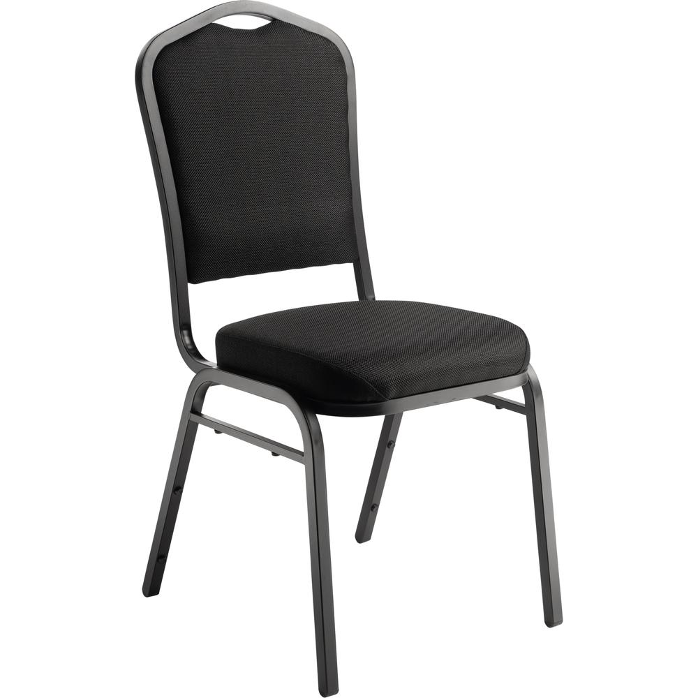 NPS® 9300 Series Deluxe Fabric Upholstered Stack Chair, Ebony Black Seat/Black Sandtex Frame