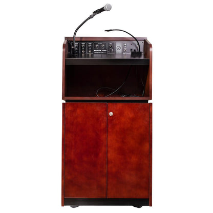 Oklahoma Sound® Tabletop & Base Combo Sound Lectern, Mahogany on Walnut