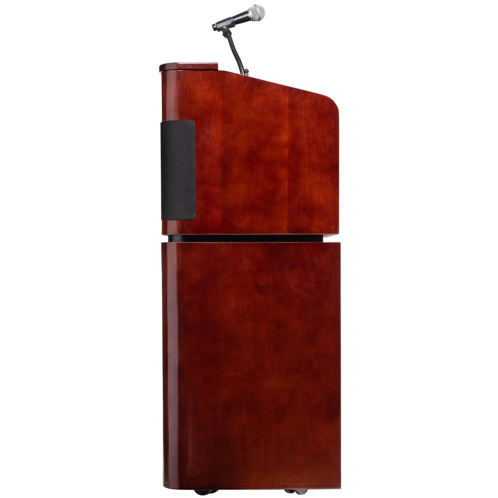 Oklahoma Sound® Tabletop & Base Combo Sound Lectern, Mahogany on Walnut