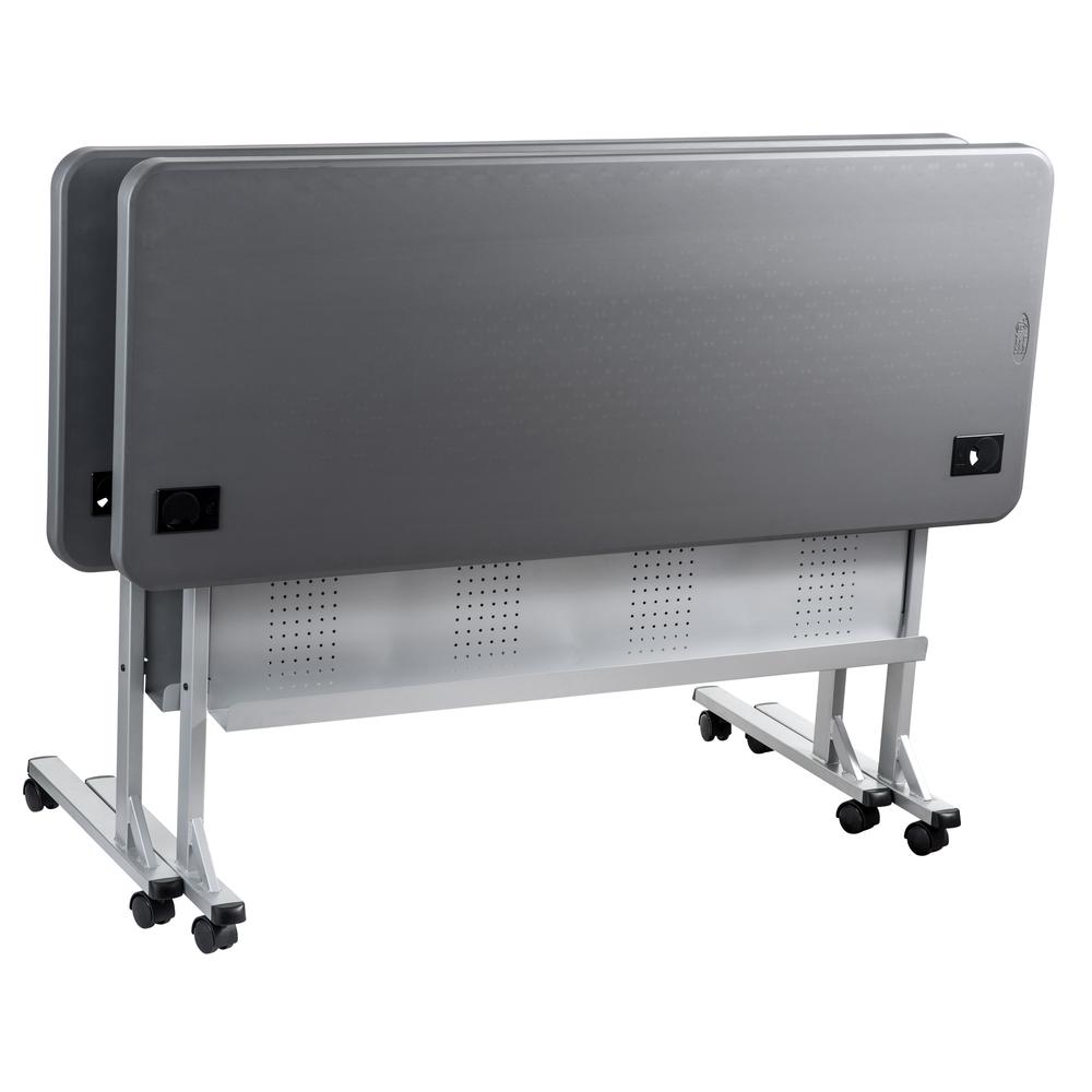 NPS® 24" x 60" Flip-N-Store Training Table, Charcoal Slate