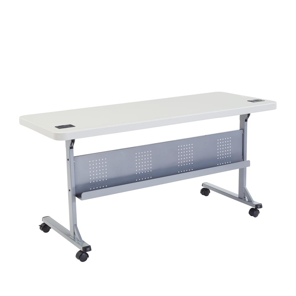 NPS® 24" x 60" Flip-N-Store Training Table, Speckled Grey