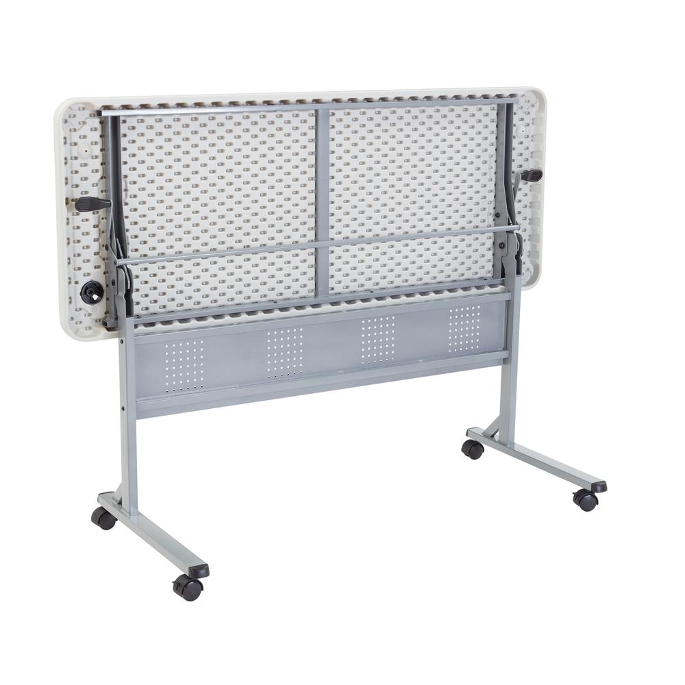 NPS® 24" x 60" Flip-N-Store Training Table, Speckled Grey