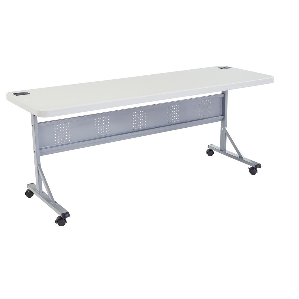 NPS® 24" x 72" Flip-N-Store Training Table, Speckled Grey