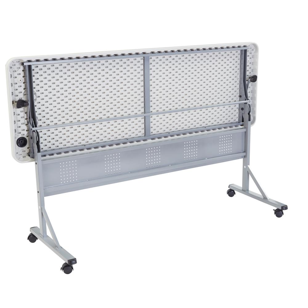 NPS® 24" x 72" Flip-N-Store Training Table, Speckled Grey