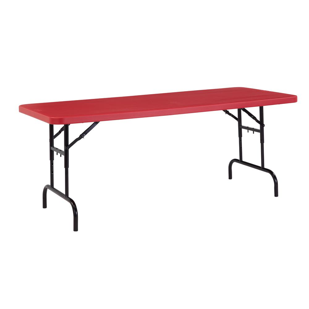 NPS® 30" x 72" Height Adjustable Heavy Duty Folding Table, Red