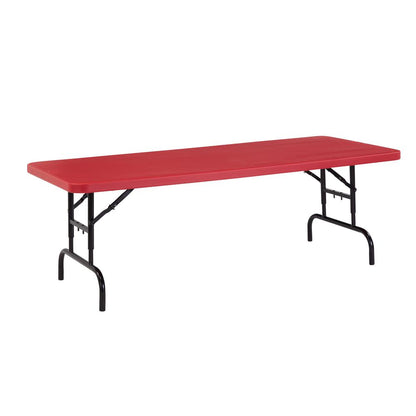 NPS® 30" x 72" Height Adjustable Heavy Duty Folding Table, Red
