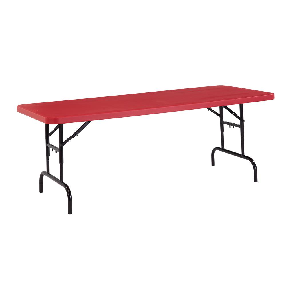 NPS® 30" x 72" Height Adjustable Heavy Duty Folding Table, Red