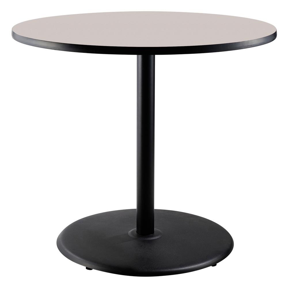NPS® Café Table, 36" Round, Round Base, 36" Height, Particleboard Core/T-Mold - Grey