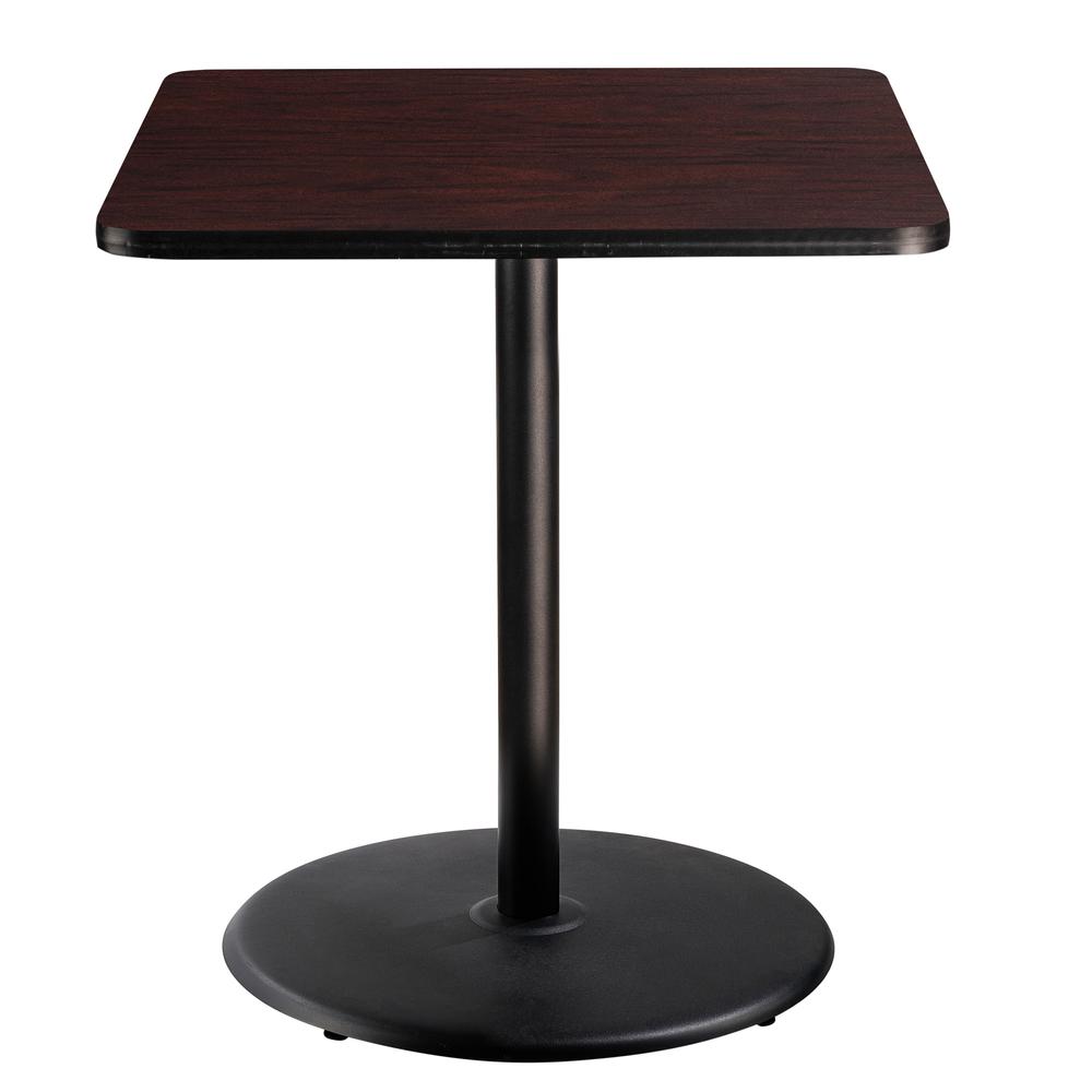 NPS® Café Table, 36" Square, Round Base, 42" Height, Particleboard Core/T-Mold, Brown