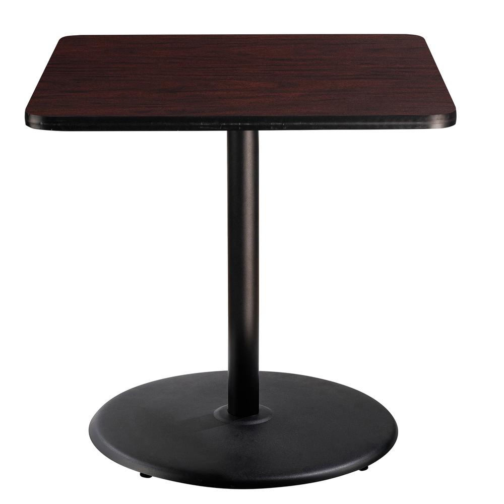 NPS® Café Table, 36" Square, Round Base, 36" Height, Particleboard Core/T-Mold, Brown