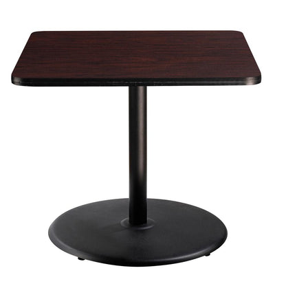 NPS® Café Table, 36" Square, Round Base, 30" Height, Particleboard Core/T-Mold, Brown