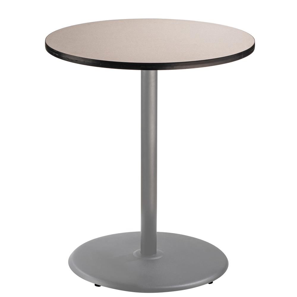 NPS® Café Table, 36" Round, Round Base, 42" Height, Particleboard Core/T-Mold, Grey