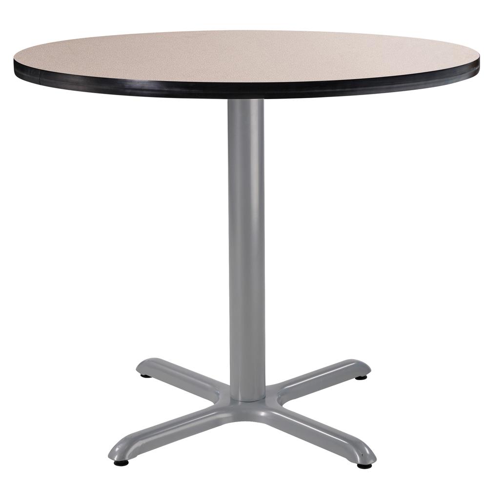 NPS® Café Table, 36" Round, X Base, 30" Height, Particleboard Core/T-Mold, Grey