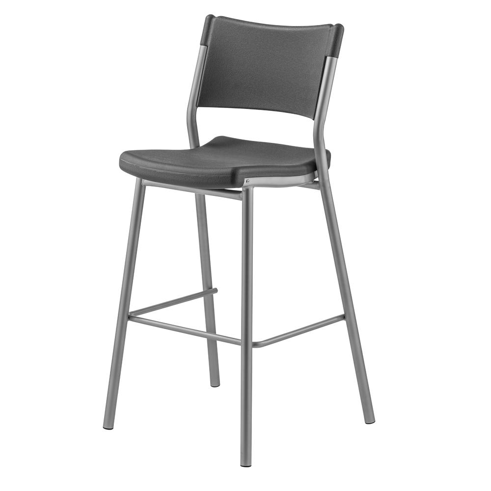 NPS® Café Time Stool, Charcoal Slate Top & Silver Frame
