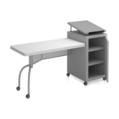 Oklahoma Sound® Edupod Teacher's Desk & Lectern Combo, Grey Hammer Tone