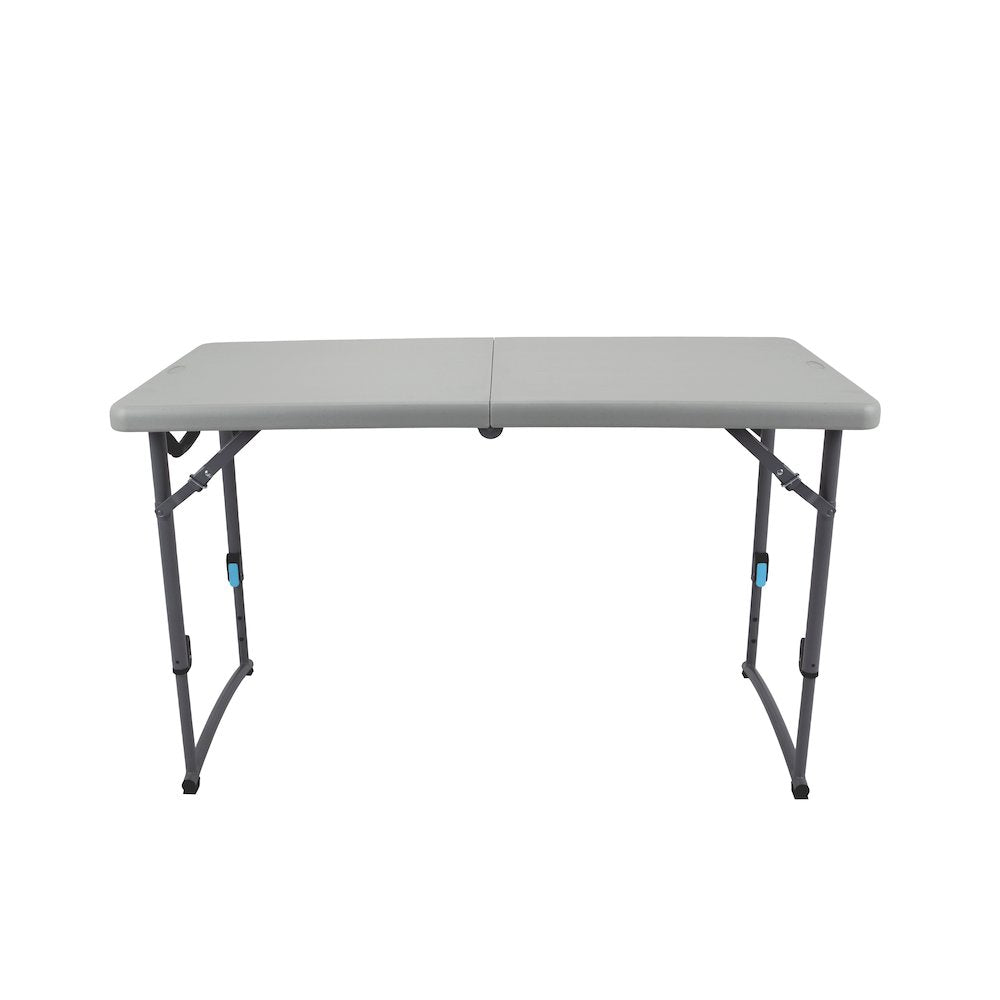Plastic fold in half adjustable height table