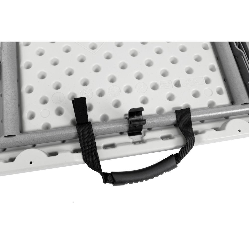 Plastic fold in half adjustable height table