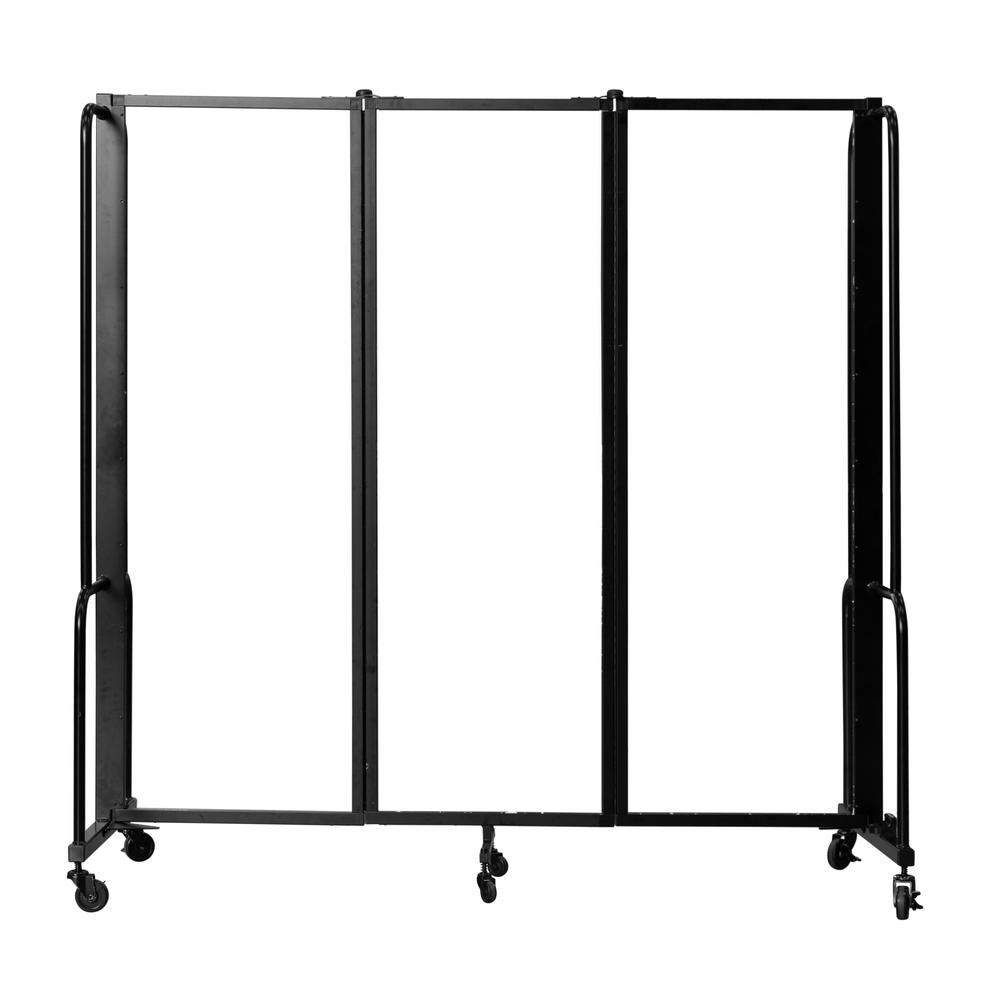 NPS® Room Divider, 6' Height, 3 Sections, Clear Acrylic Panels