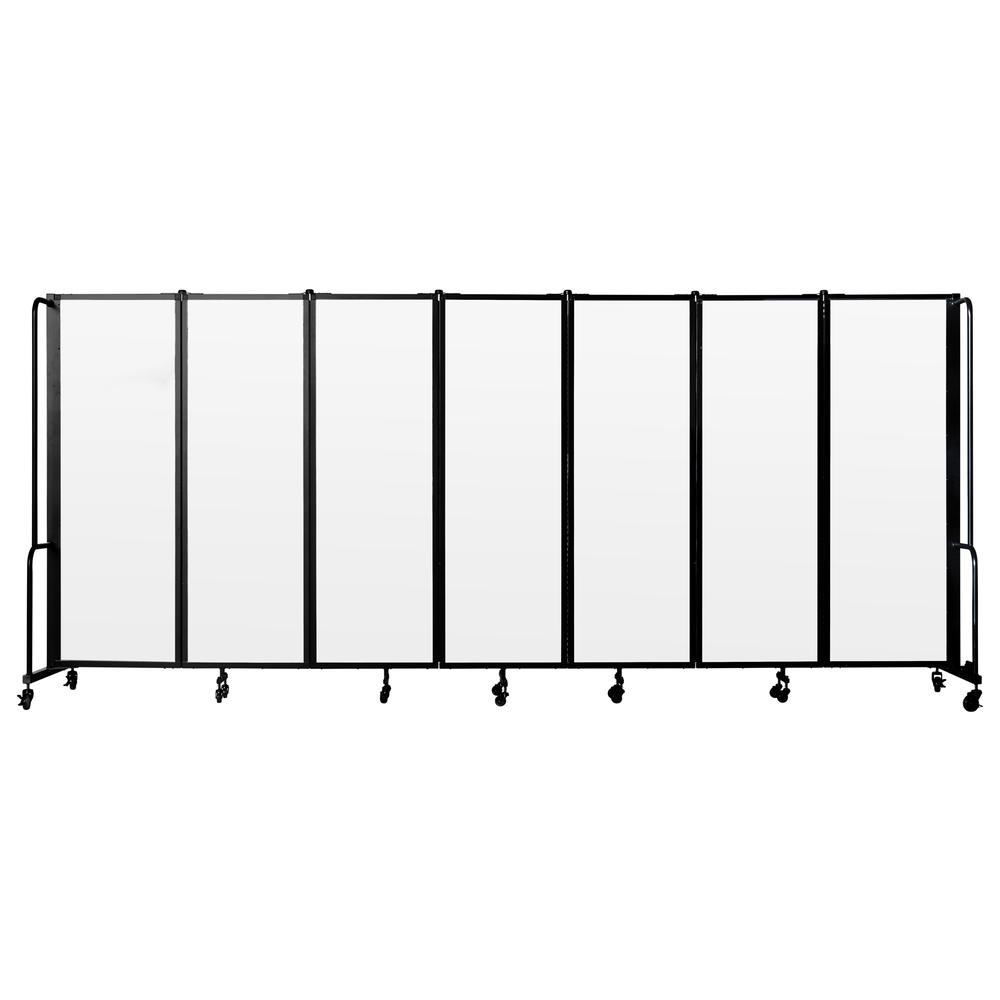 NPS® Room Divider, 6' Height, 7 Sections, Clear Acrylic Panels