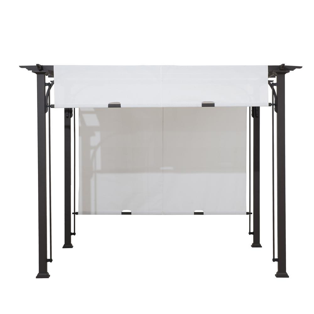Brown Metal Classic Pergola with Adjustable White Garden Shade