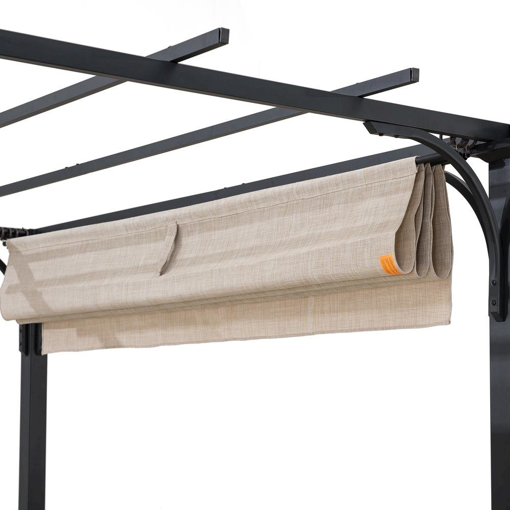 Sunjoy Jalen 12 x 9ft Patio Steel Frame Pergola with Retractable Canopy Shade