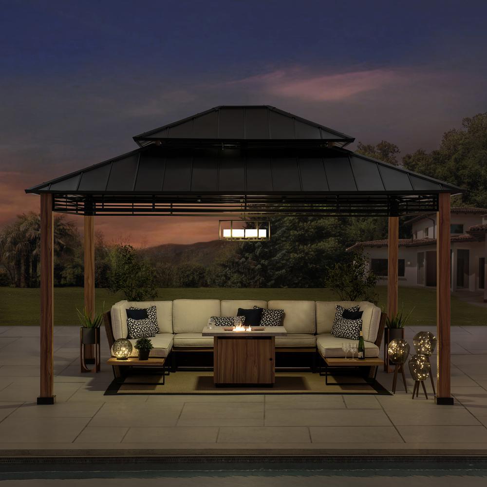 Roberts Outdoor Patio Steel Frame Hardtop Gazebo with 2-Tier  Steel Roof