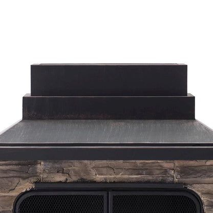 Sunjoy Patio Heavy Duty Wood Burning Fireplace with Steel Chimney