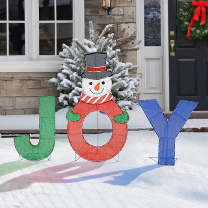 Sunjoy 48" LED Lighted Joyous Snowman Holiday Outdoor Christmas Decoration Set