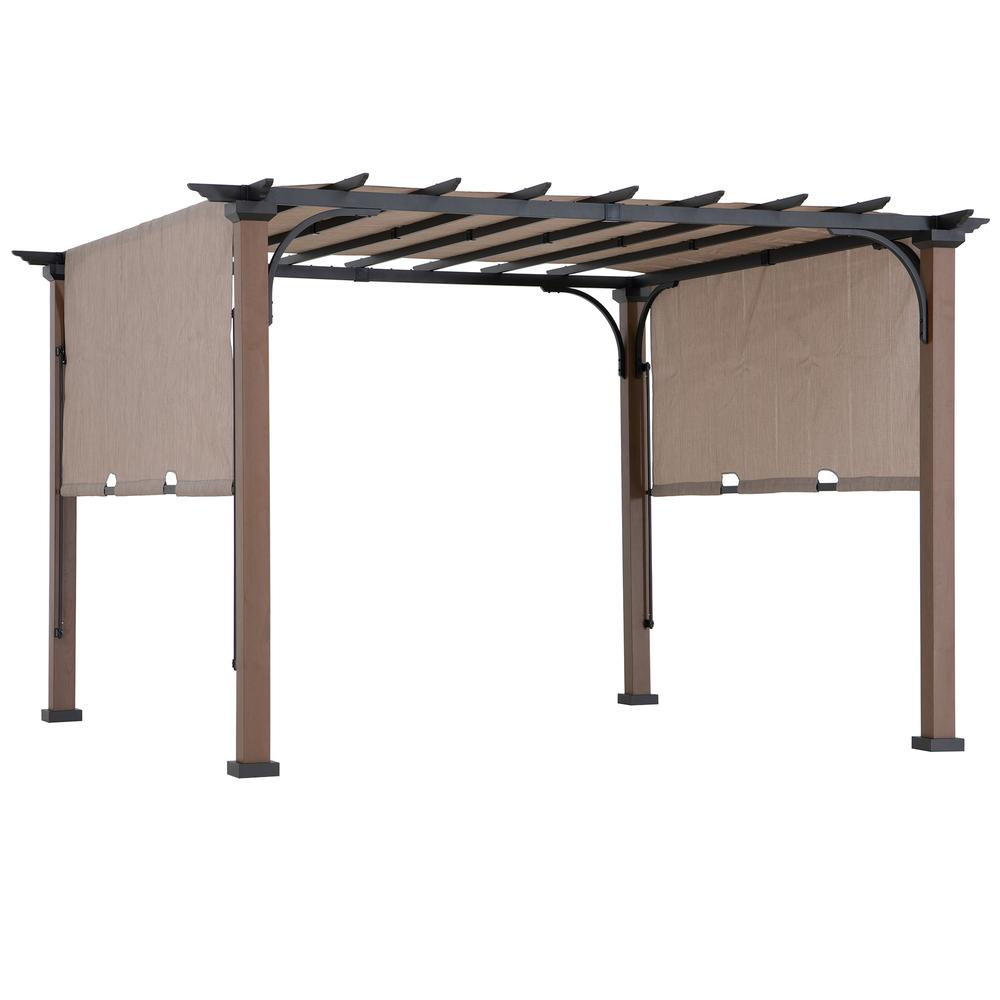 Sunjoy 11 x 11 ft Metal Pergola with Adjustable Tan Garden Shade