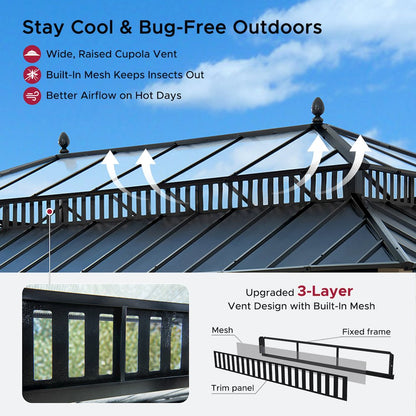 20 ft. x 12 ft. Kingston Extra-Tall, Wide Hardtop Wood Gazebo
