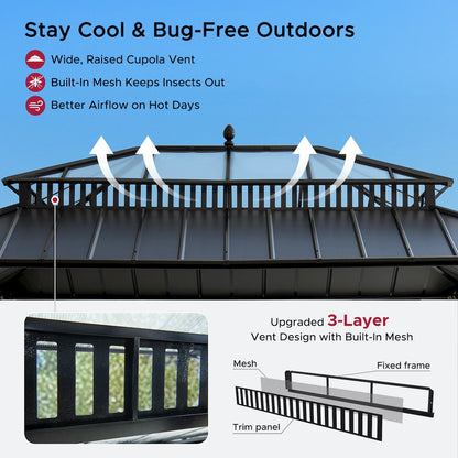 16 ft. x 12 ft. Kingston Extra-Tall, Wide Hardtop Wood Gazebo