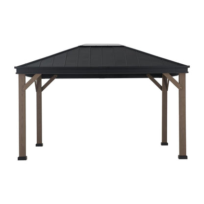 Sunjoy Cedarville 11 x 13 ft Outdoor Black Steel Hardtop Gazebo with Skylight