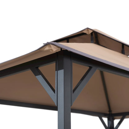 8x5 ft Arbrook Black Steel 2-Tier Soft Top Grill Gazebo