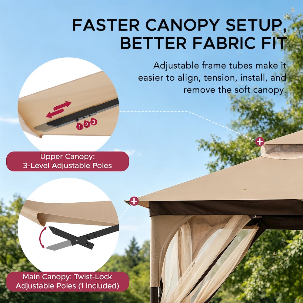 Soft Top Outdoor Steel Frame Gazebo Canopy
