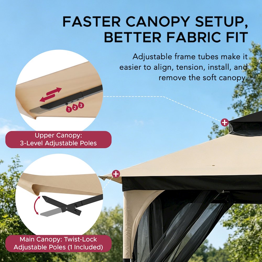 9.5 ft. x 9.5 ft. Soft Top Outdoor Steel Frame Gazebo Canopy