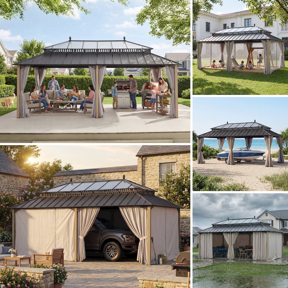 20 ft. x 12 ft. Kingston Extra-Tall, Wide Hardtop Wood Gazebo