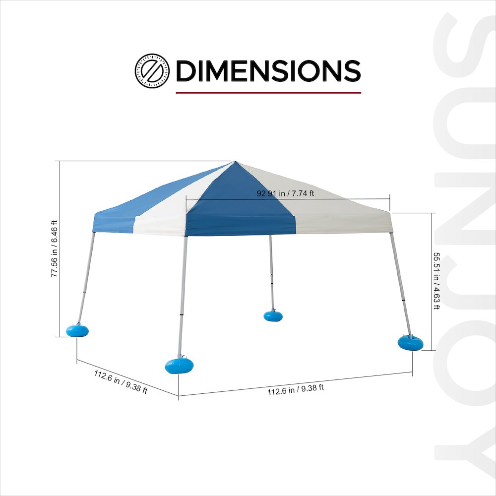 Grey and Navy Floating Pool Canopy Pop Up Gazebo & PVC Floats and Air Pump