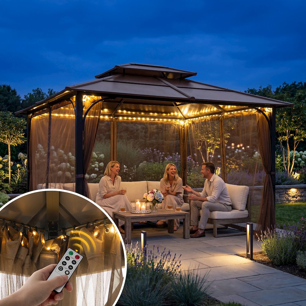 Netting for 10ft. x 12ft. Hardtop Gazebo with Warm White LED lights