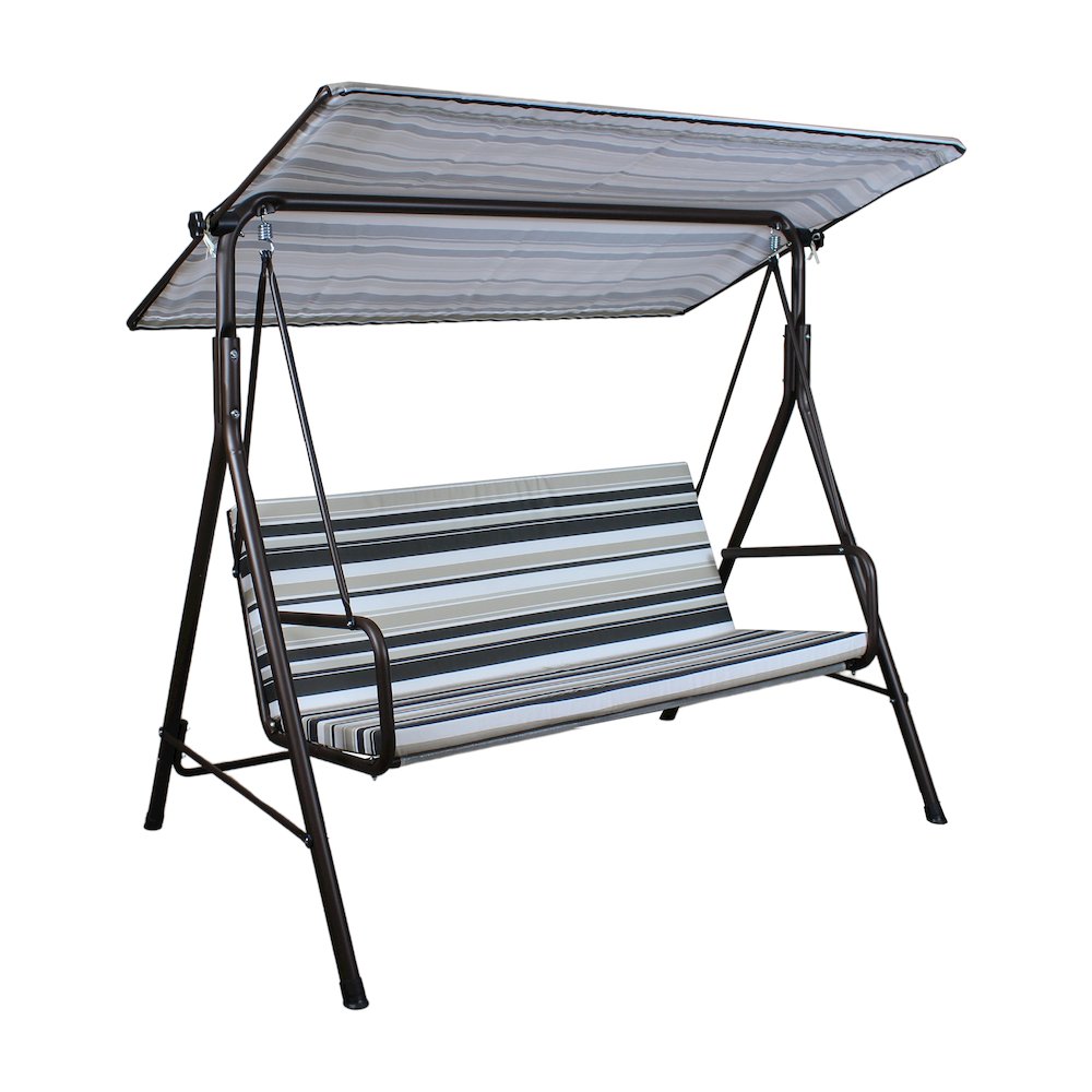 2-Seat Patio Metal Proch Swing With Adjustable Canopy