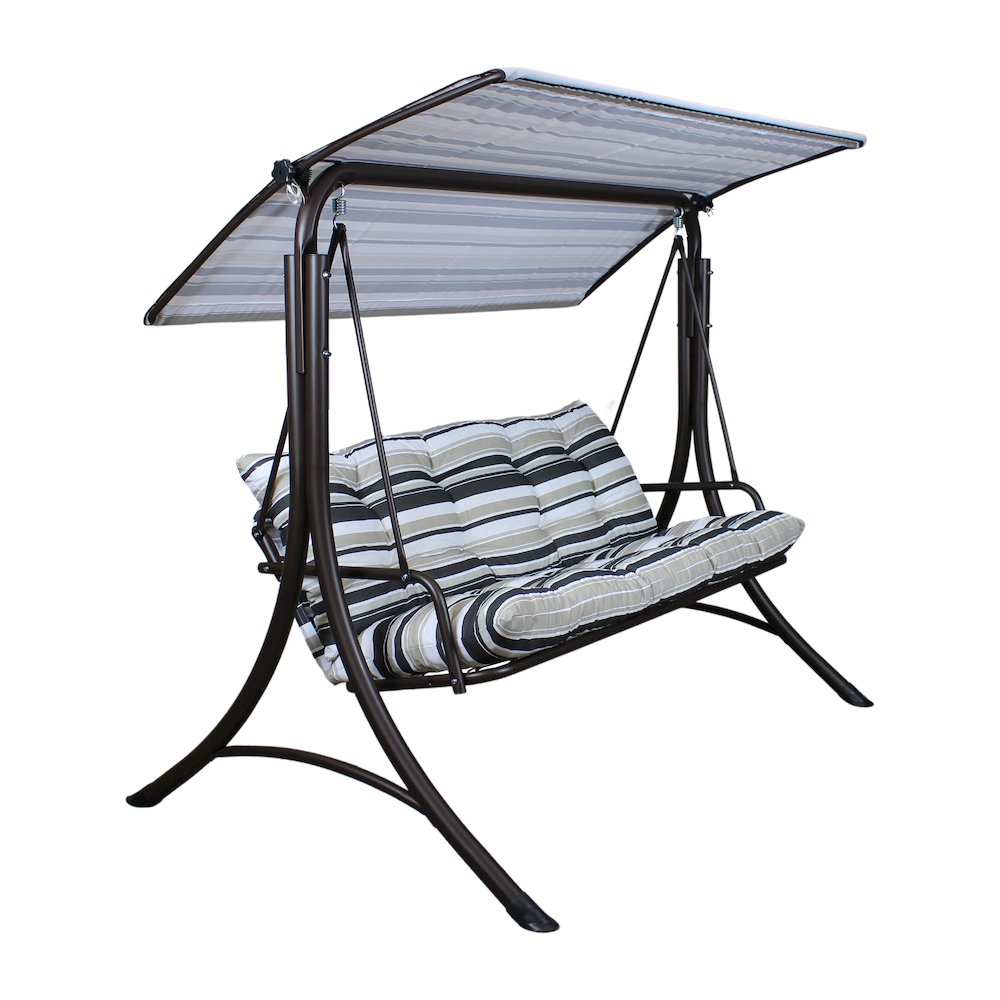 3-Person Deluxe Outdoor Patio Garden Steel Frame Swing
