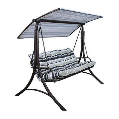 3-Person Deluxe Outdoor Patio Garden Steel Frame Swing