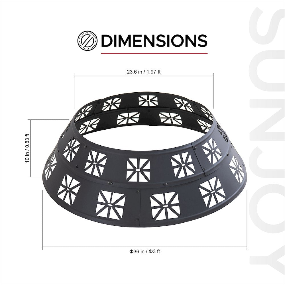 36-Inch Outdoor Fire Pit Ring, Heavy-Duty Steel Fire Pit Liner with Cutouts