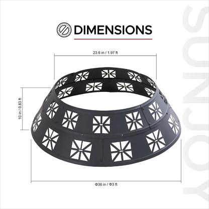 36-Inch Outdoor Fire Pit Ring, Heavy-Duty Steel Fire Pit Liner with Cutouts