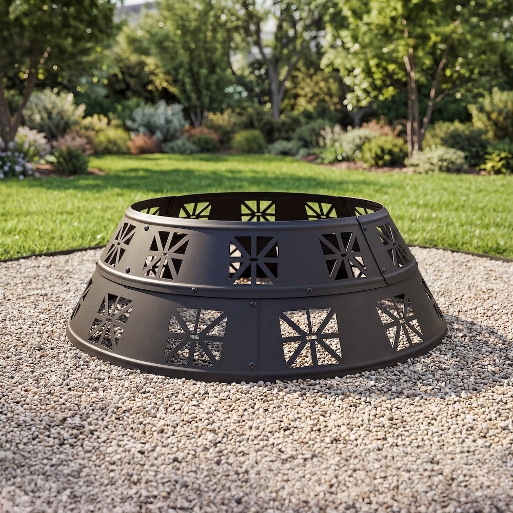 36-Inch Outdoor Fire Pit Ring, Heavy-Duty Steel Fire Pit Liner with Cutouts