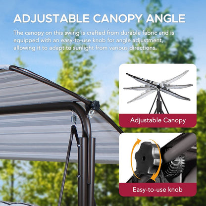 3-Person Deluxe Outdoor Patio Garden Steel Frame Swing