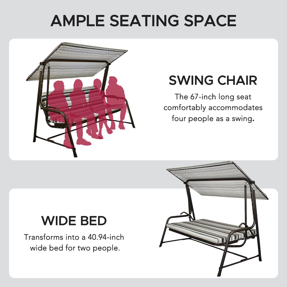 4-Seat Luxury Swing and Bed with Elastic Metal Mesh Seat