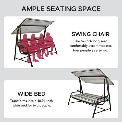 4-Seat Luxury Swing and Bed with Elastic Metal Mesh Seat