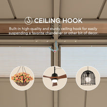 Wood Grain Steel Hardtop Gazebo with Galvanized Steel & PC Roof and Ceiling Hook