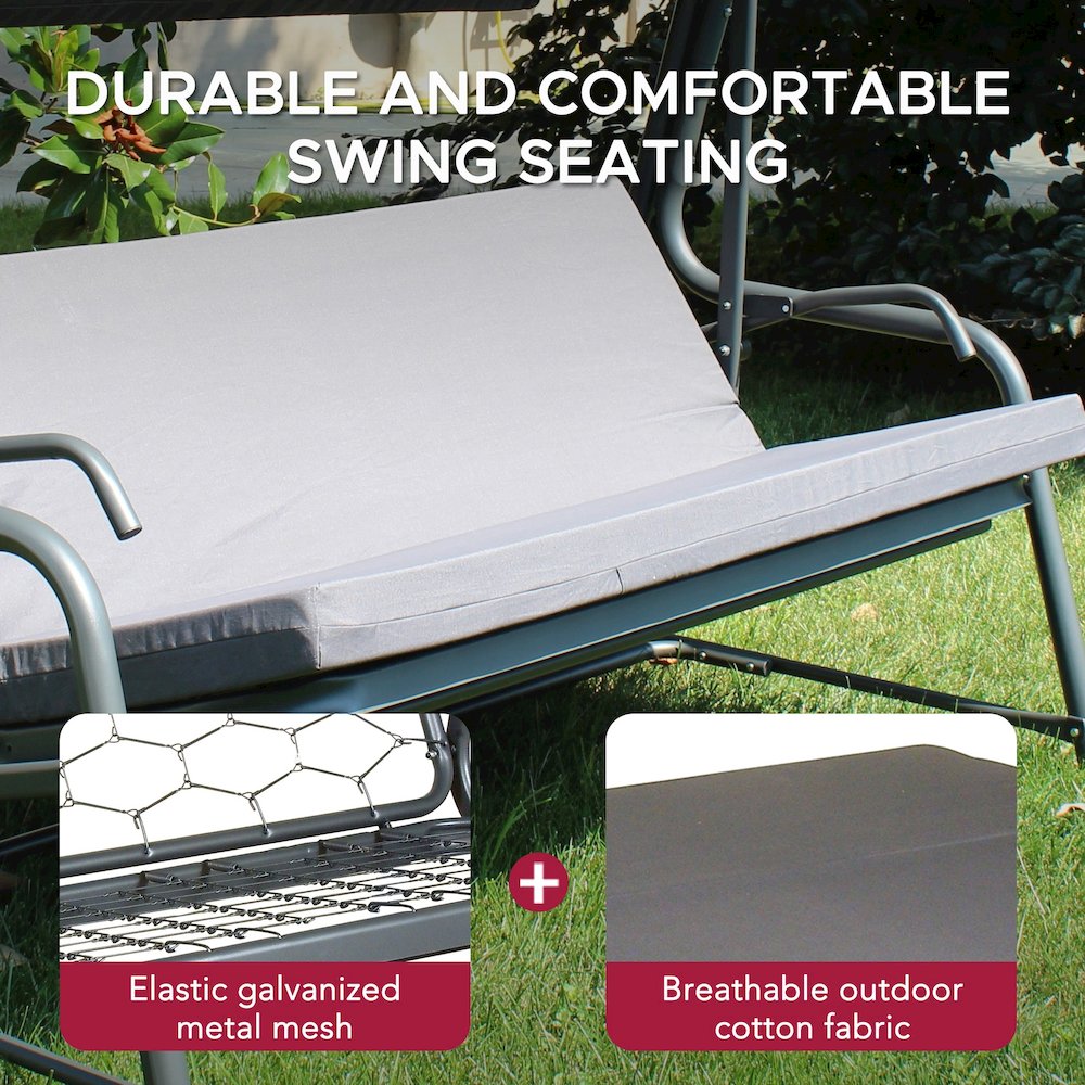 4-Seat Luxury Swing and Bed with Elastic Metal Mesh Seat