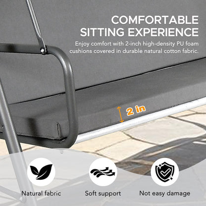 2-Seat Patio Metal Proch Swing With Adjustable Canopy